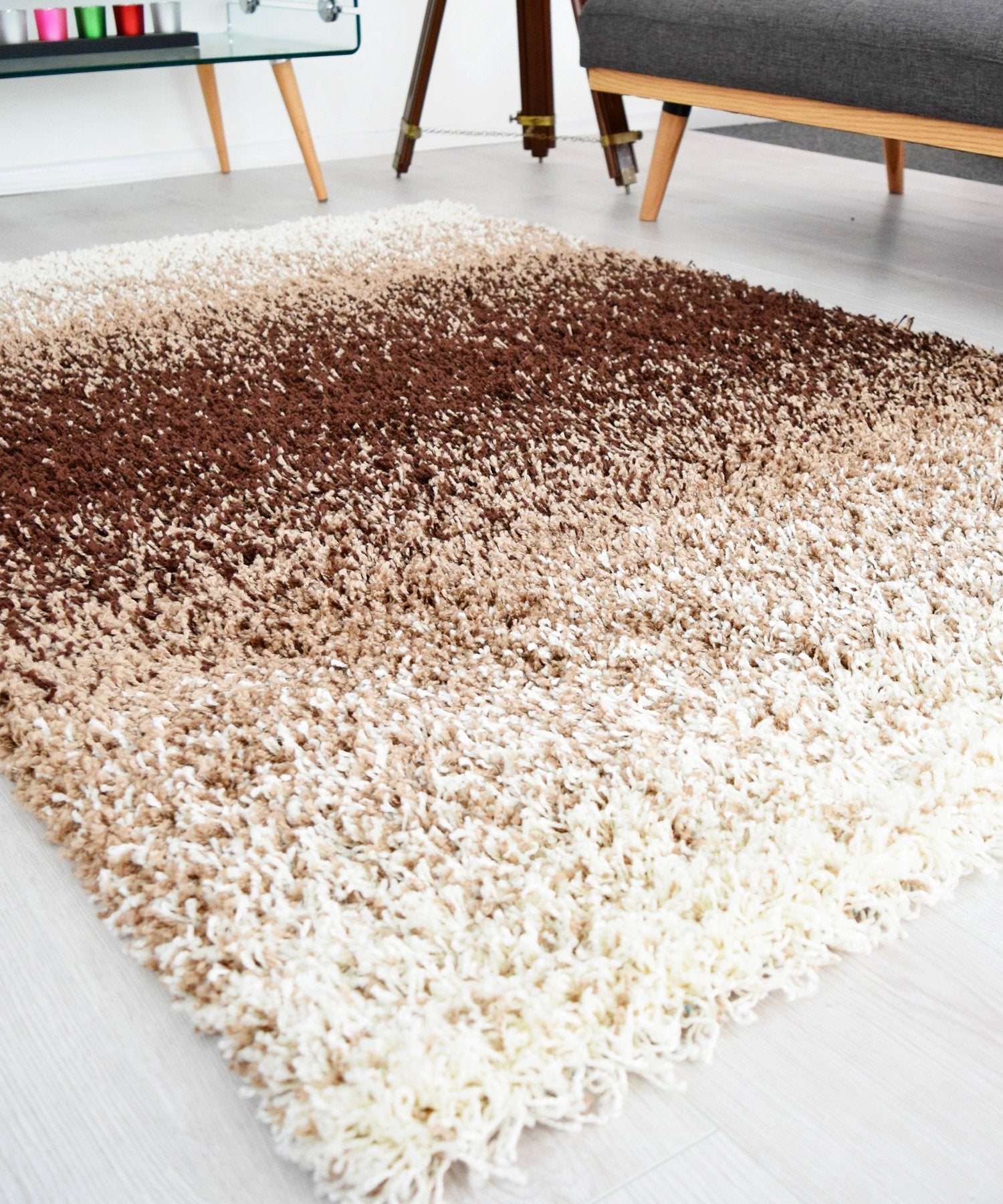 Brown Blend Thick Shaggy Rug - California-Bargainia.com