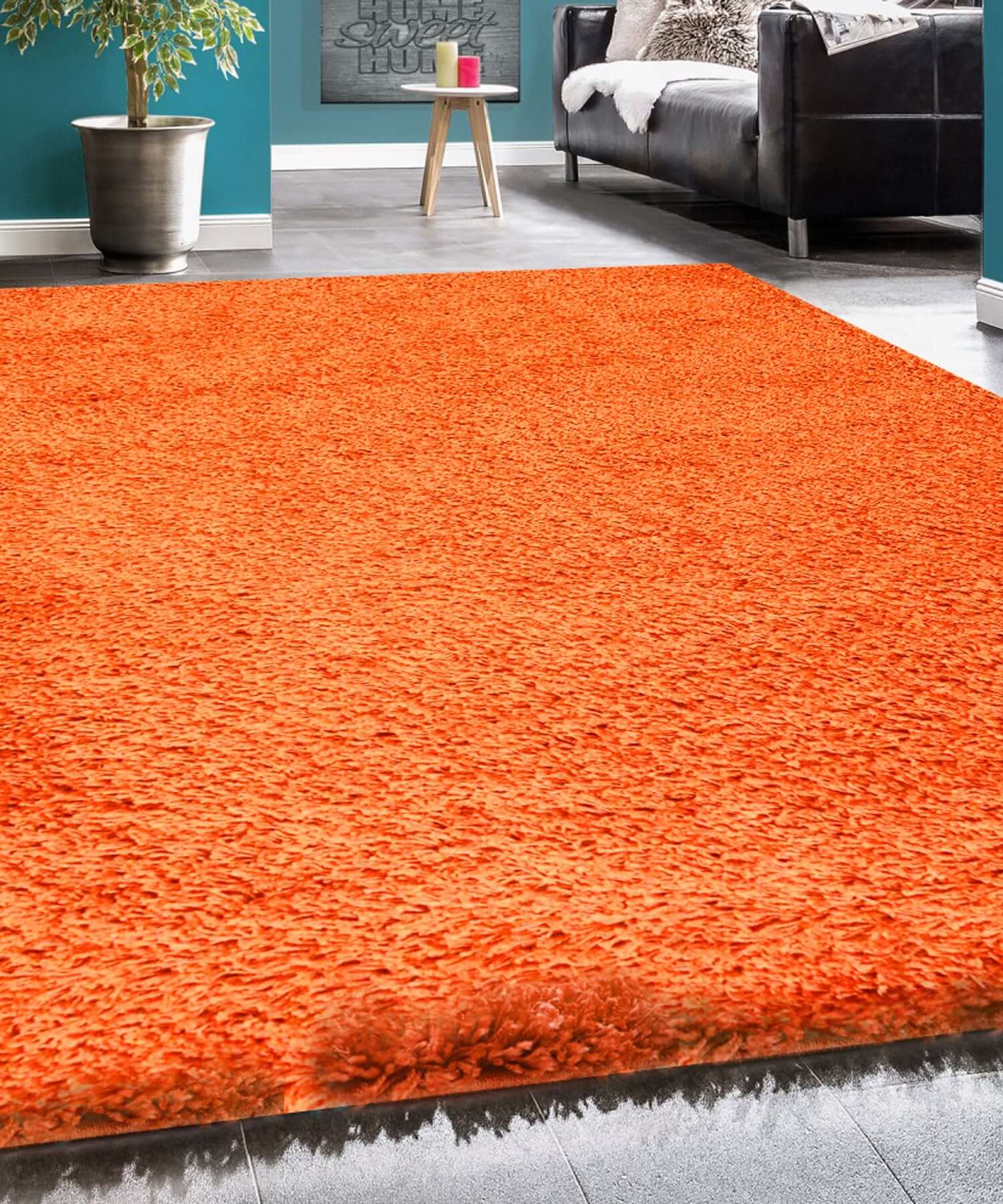 Orange Thick Shaggy Rug - California