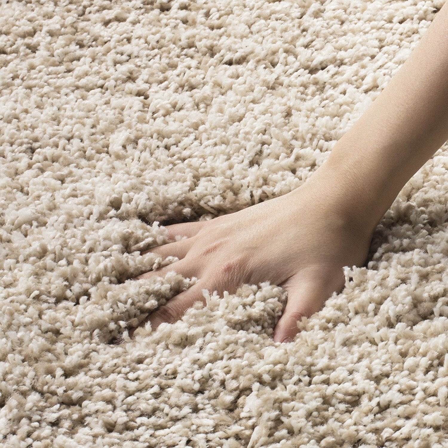 Beige Plain Shaggy Rug - California-Bargainia.com