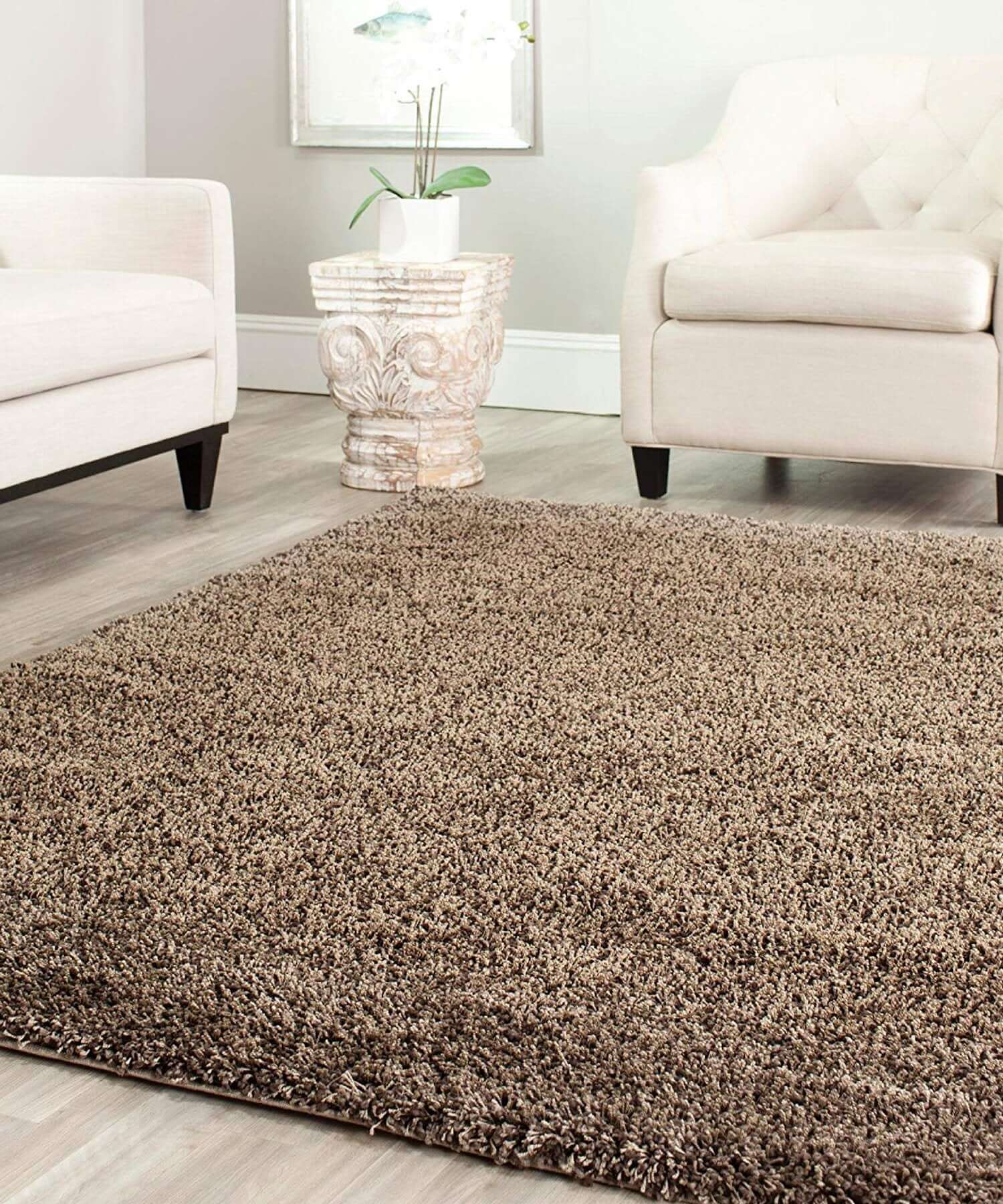 Mocha Thick Shaggy Rug - California