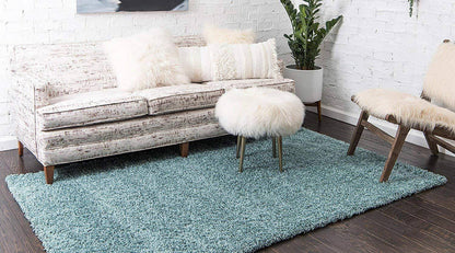 Duck Egg Blue Thick Shaggy Rug - California