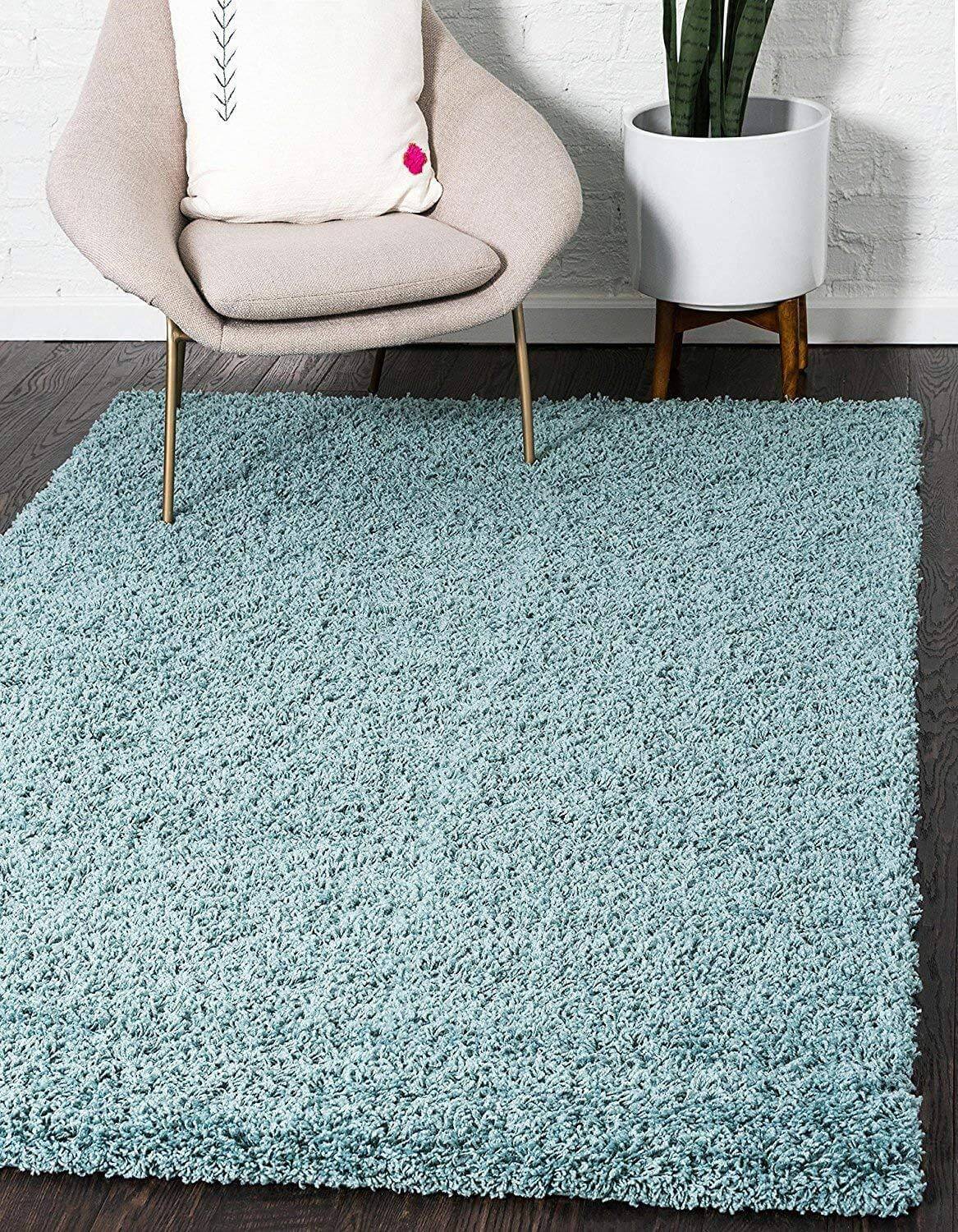 Duck Egg Blue Thick Shaggy Rug - California