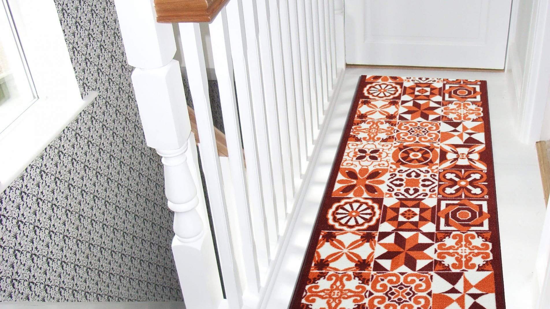 Red Stair Runner / Kitchen Mat - Tiles (Custom Sizes Available)-Bargainia.com