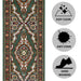 Green Traditional Medallion Stair Runner / Kitchen Mat - Texas (Custom Sizes Available)-5056150268536-Bargainia.com