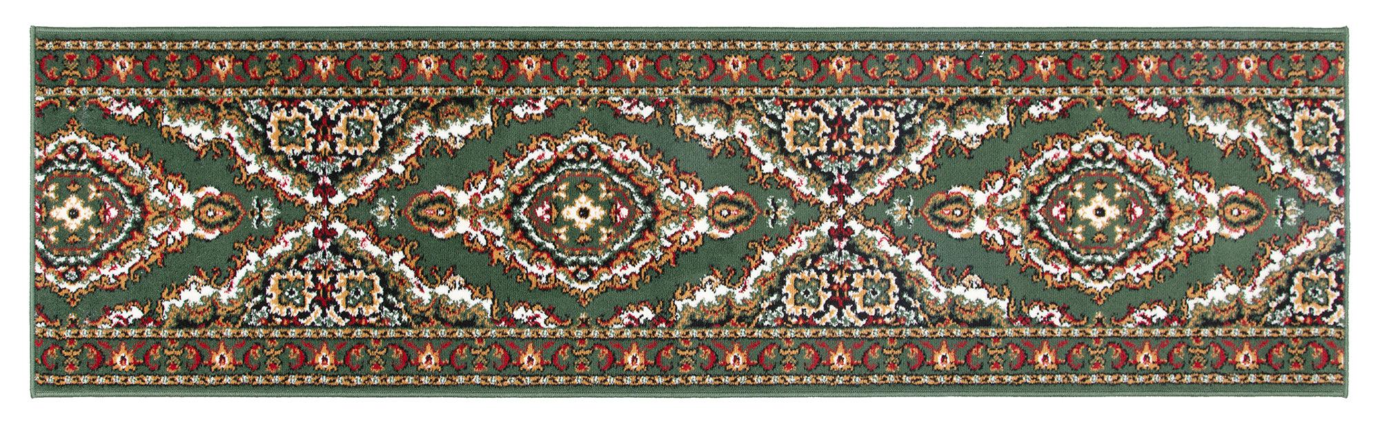 Green Traditional Medallion Stair Runner / Kitchen Mat - Texas (Custom Sizes Available)-5056150268536-Bargainia.com