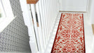 Hard Wearing Non-Slip Kitchen Runner Mat - Red Filigree-Bargainia.com