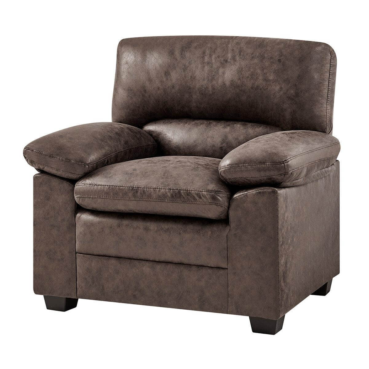 Oxford Bonded Faux Leather Sofa Suite - Chocolate Brown-Bargainia.com