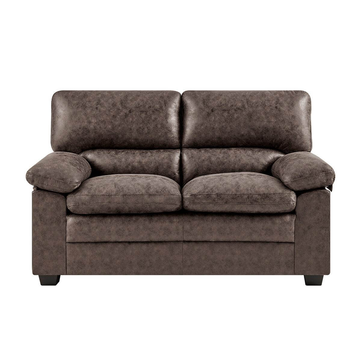 Oxford Bonded Faux Leather Sofa Suite - Chocolate Brown-Bargainia.com