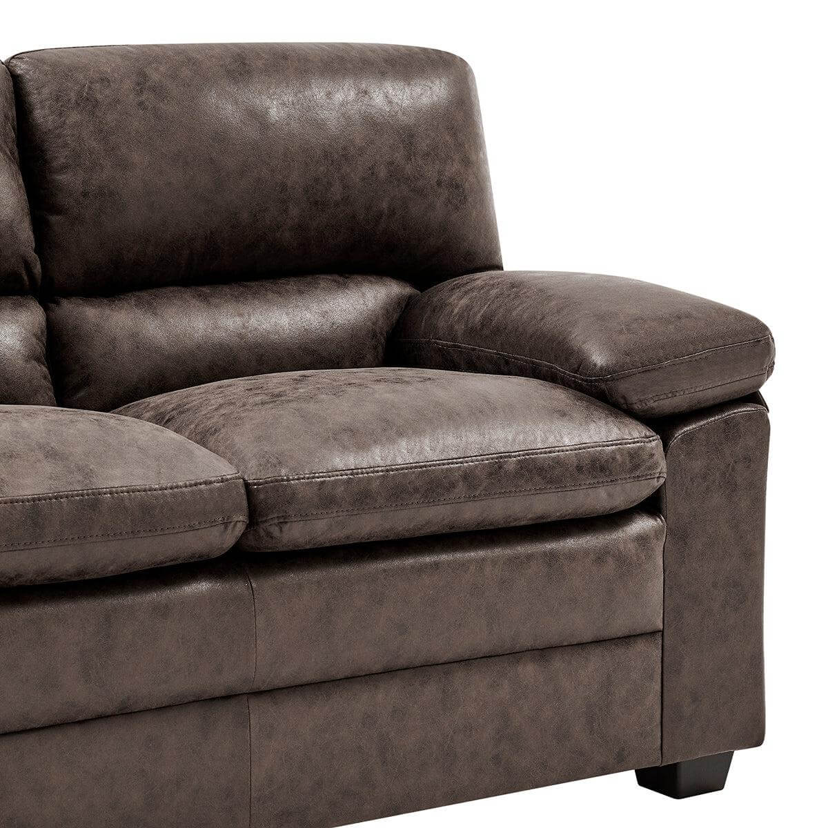 Oxford Bonded Faux Leather Sofa Suite - Chocolate Brown-Bargainia.com