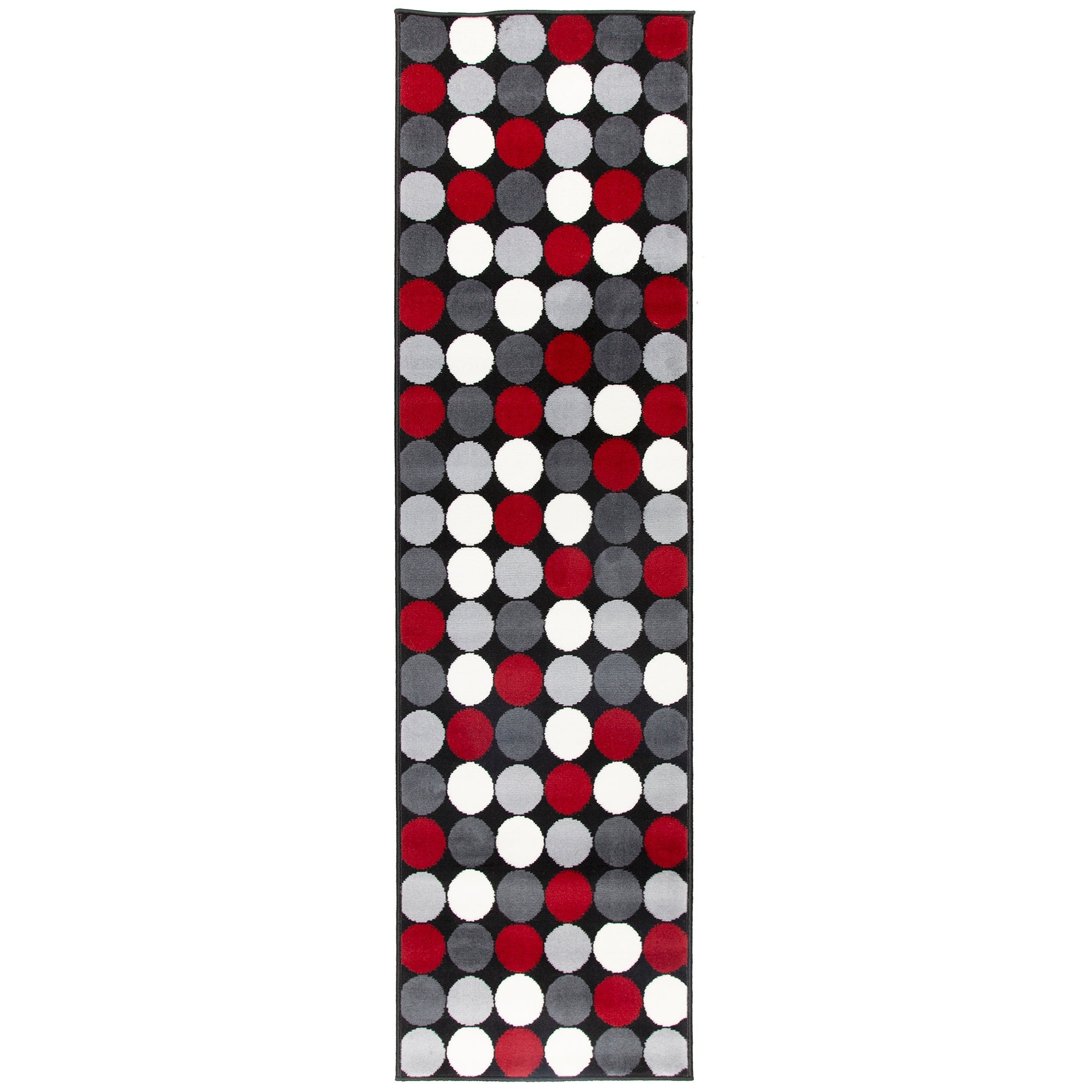 Red & Grey Spots Stair Runner / Kitchen Mat - Texas (Custom Sizes Available)-5056150270591-Bargainia.com