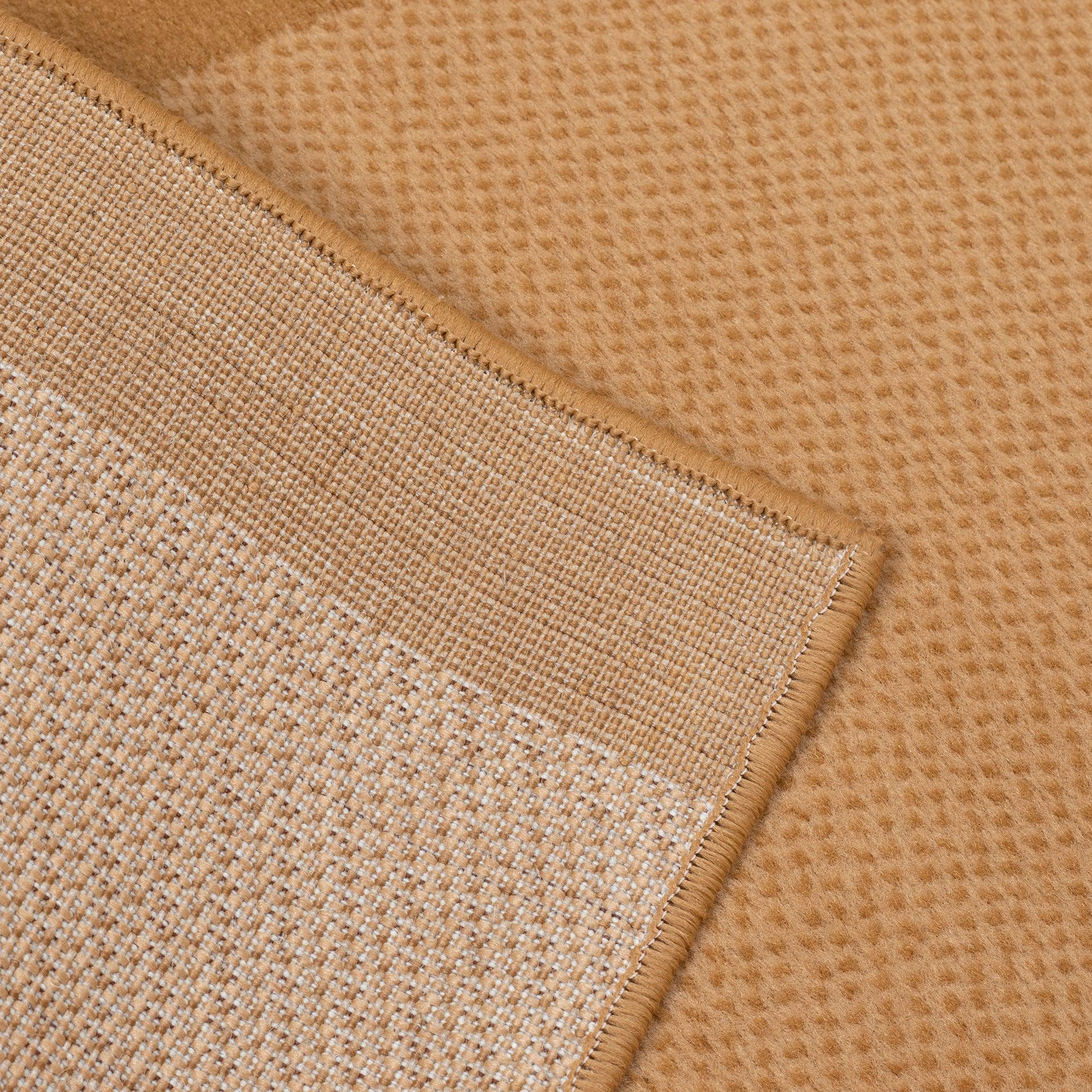 Hard Wearing Hessian Backed Stair Runner Kitchen Mat - Texas Beige Border-Bargainia.com