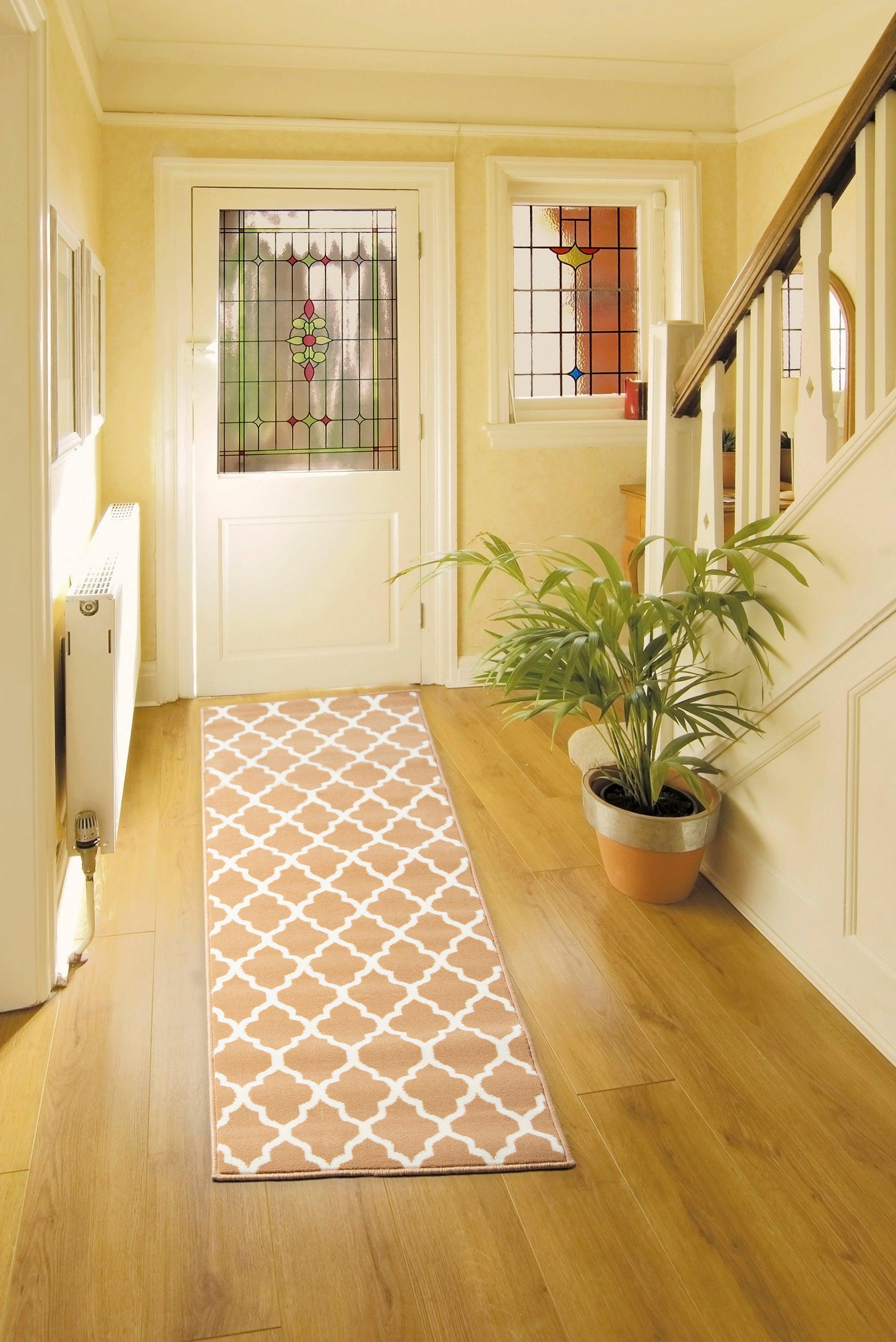 Beige Trellis Stair Runner / Kitchen Mat - Texas (Custom Sizes Available)-5056150272151-Bargainia.com