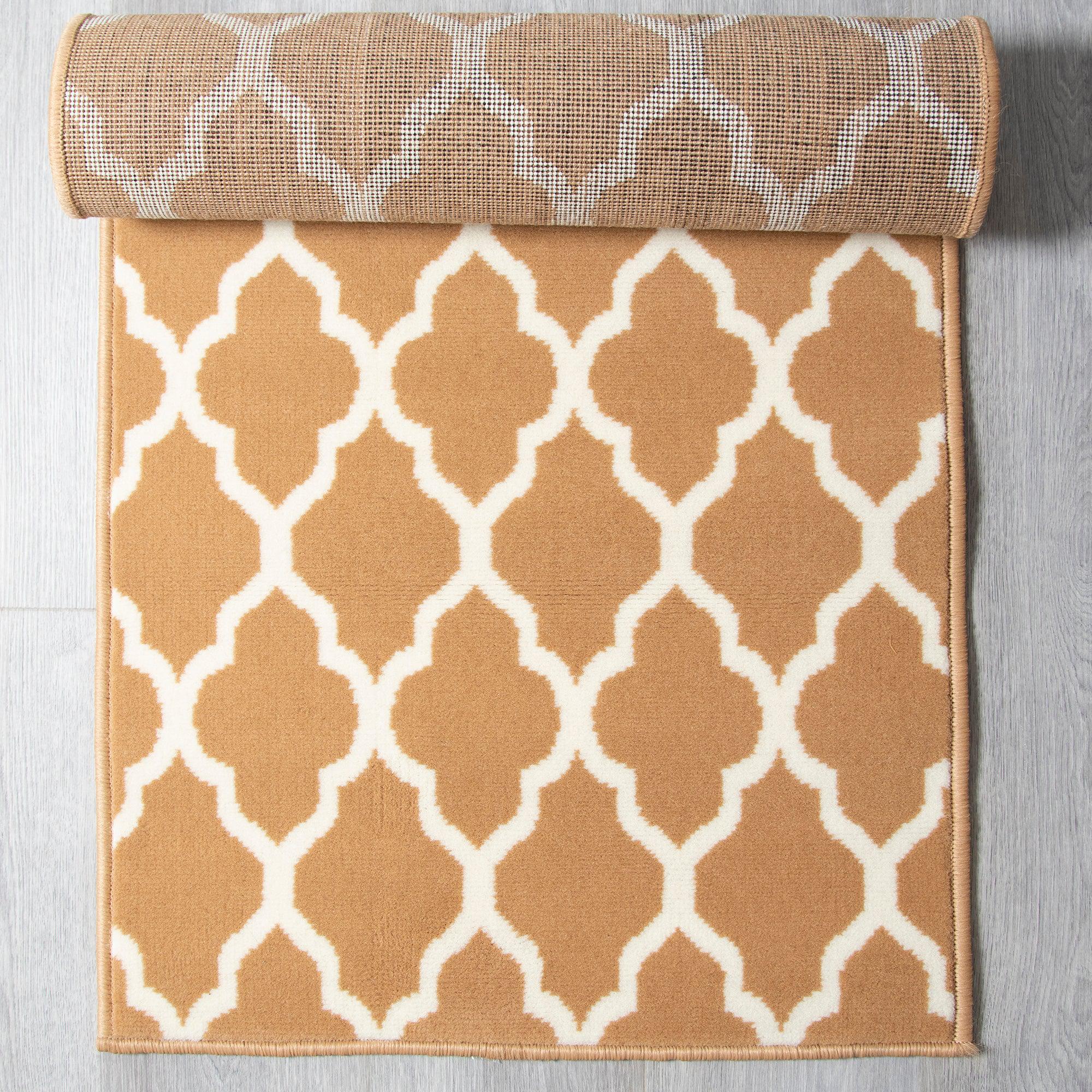 Beige Trellis Stair Runner / Kitchen Mat - Texas (Custom Sizes Available)-5056150272151-Bargainia.com