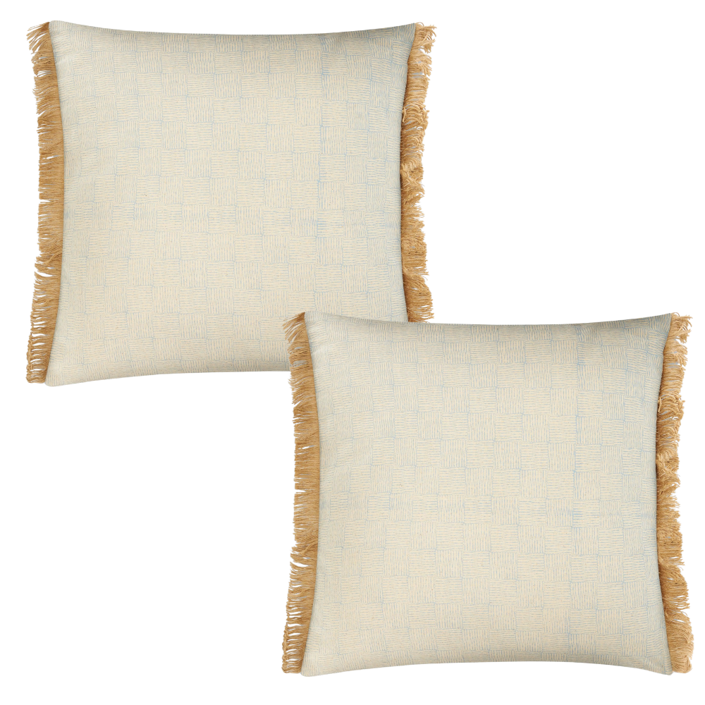 Fero Blue Falls Fringed Filled Decorative Throw Cushion - 45 x 45cm-Bargainia.com