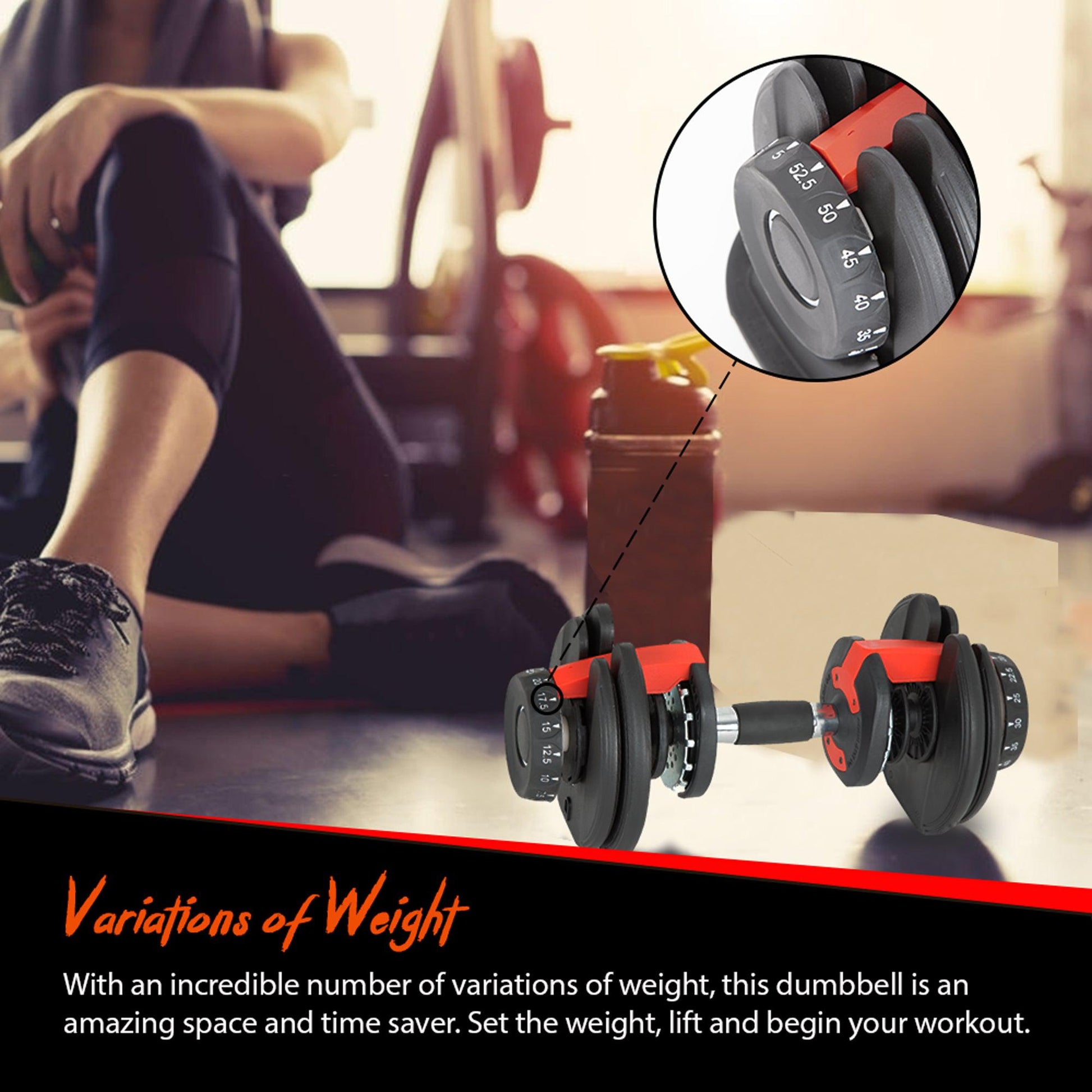 Set of 2 Adjustable Dumbbell - 5 - 52.5LBS-Bargainia.com