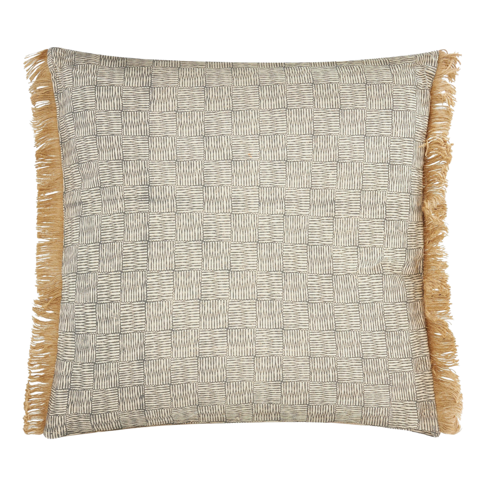 Fero Grey Fringed Filled Decorative Throw Cushion - 45 x 45cm-8714503347044-Bargainia.com