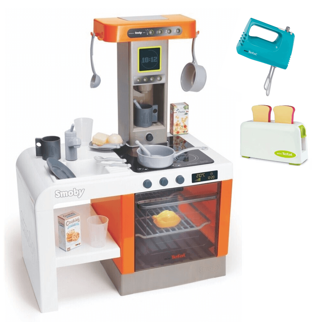 Smoby Tefal Cheftronic Play Kitchen With Realistic Sounds & 24 Accessories, Whisk & Toaster-3032163114086-Bargainia.com