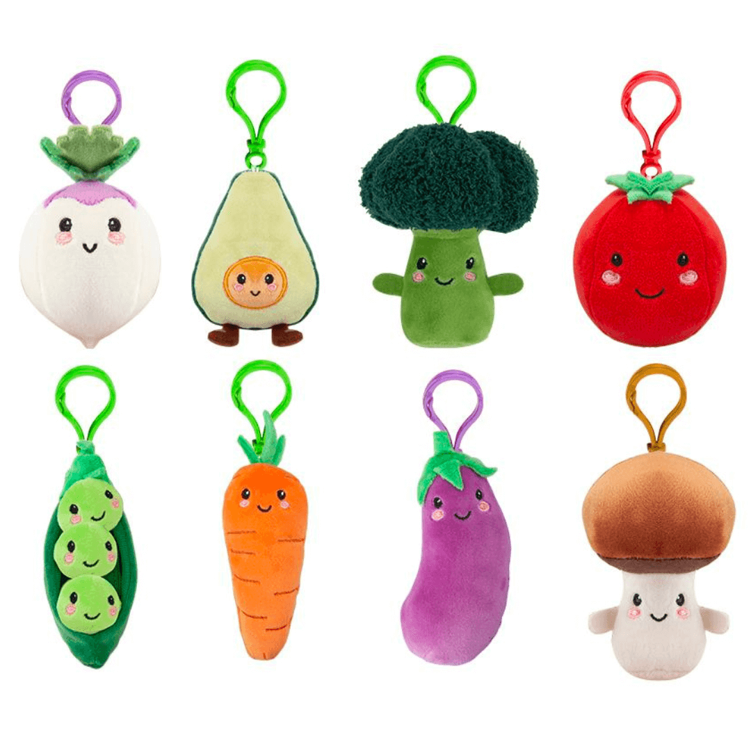 Softlings Foodies Super Soft Veggies Plush Toys Clip On Key Rings