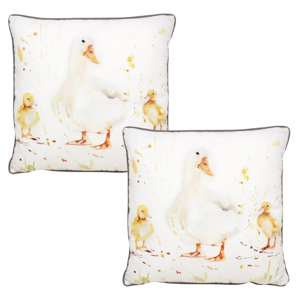 Country Life Ducks Filled Decorative Throw Cushion - 43 x 43cm-Bargainia.com