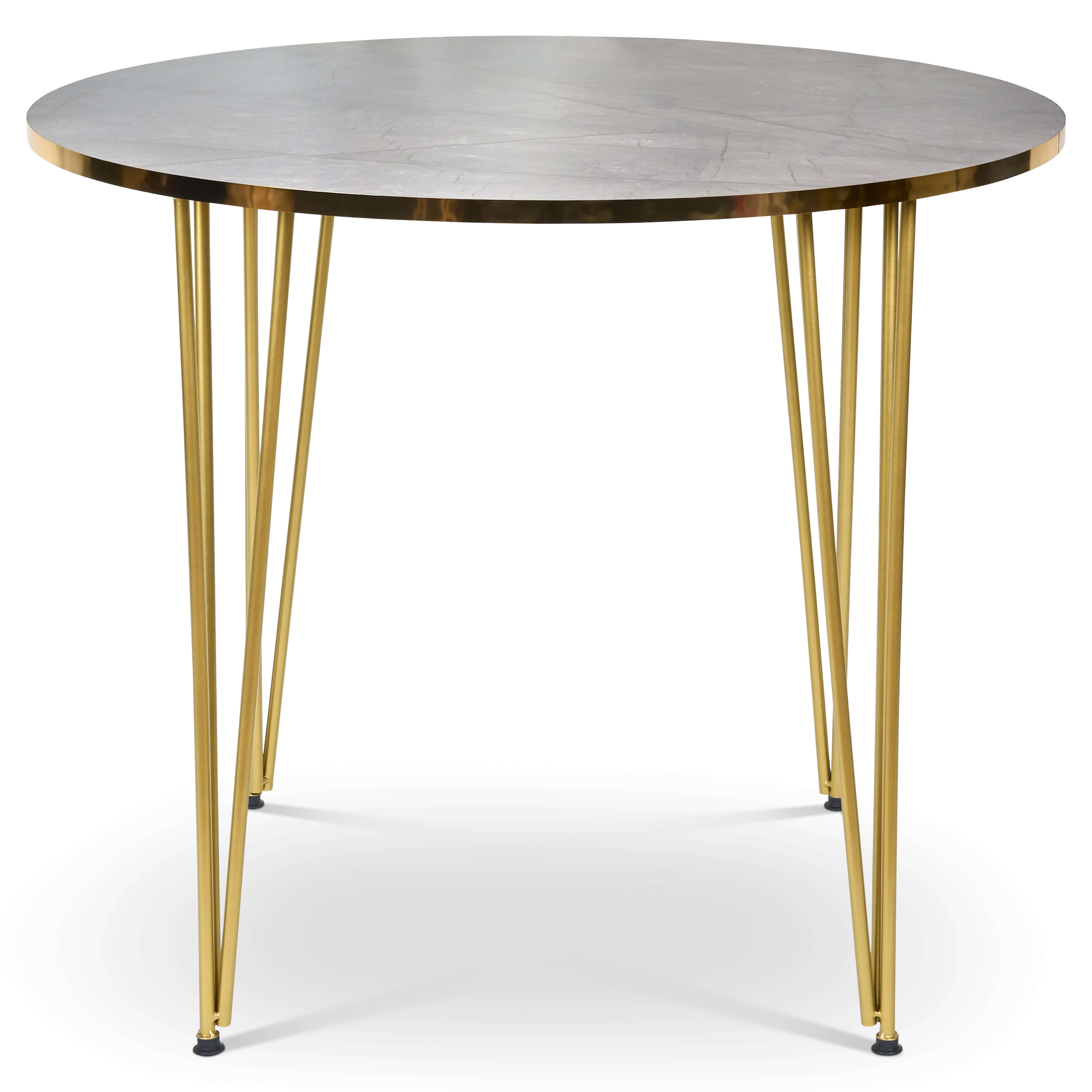 Coffee Table Grey Marble & Gold Effect Hair Pin Legs 90cm