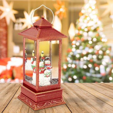 LED Red Spinner 30cm Lantern - Snowman-5056150245971-Bargainia.com