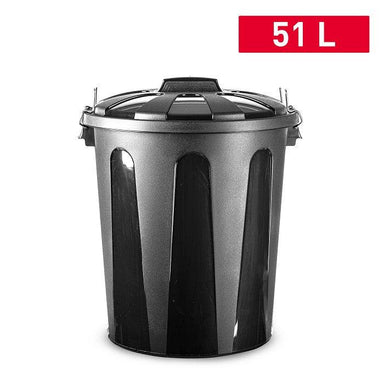 Black Plastic Dustbin - 51L-8436552635360-Bargainia.com