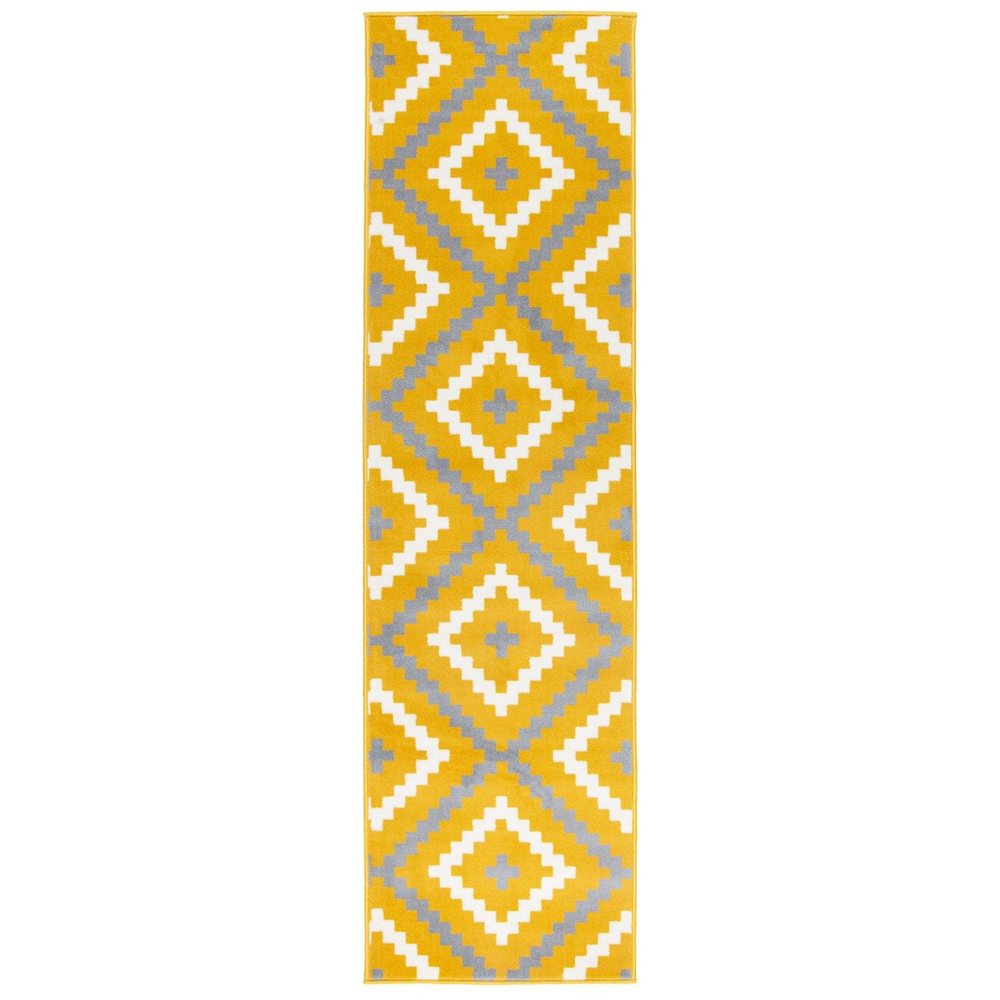 Yellow & Grey Geometric Tiles Stair Runner / Kitchen Mat - Texas (Custom Sizes Available)-5056150271796-Bargainia.com