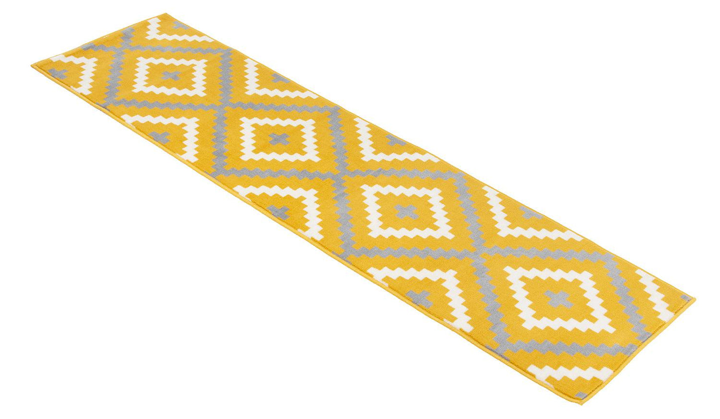 Yellow & Grey Geometric Tiles Stair Runner / Kitchen Mat - Texas (Custom Sizes Available)-5056150271796-Bargainia.com