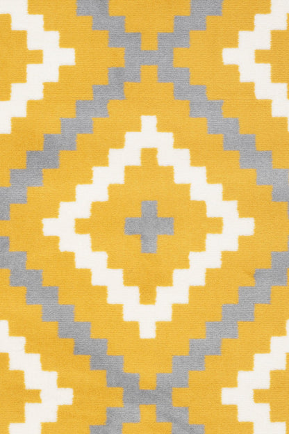 Yellow & Grey Geometric Tiles Stair Runner / Kitchen Mat - Texas (Custom Sizes Available)-5056150271796-Bargainia.com