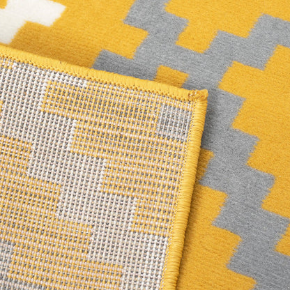 Yellow & Grey Geometric Tiles Stair Runner / Kitchen Mat - Texas (Custom Sizes Available)-5056150271796-Bargainia.com