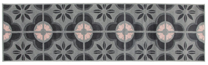 Pink & Grey Floral Tiles Stair Runner / Kitchen Mat - Texas (Custom Sizes Available)-5056150271437-Bargainia.com