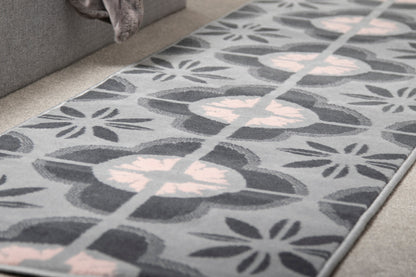 Pink & Grey Floral Tiles Stair Runner / Kitchen Mat - Texas (Custom Sizes Available)-5056150271437-Bargainia.com