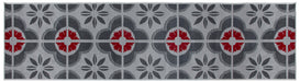 Red & Grey Floral Tiles Stair Runner / Kitchen Mat - Texas (Custom Sizes Available)-5056150271314-Bargainia.com