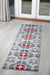 Red & Grey Floral Tiles Stair Runner / Kitchen Mat - Texas (Custom Sizes Available)-5056150271314-Bargainia.com