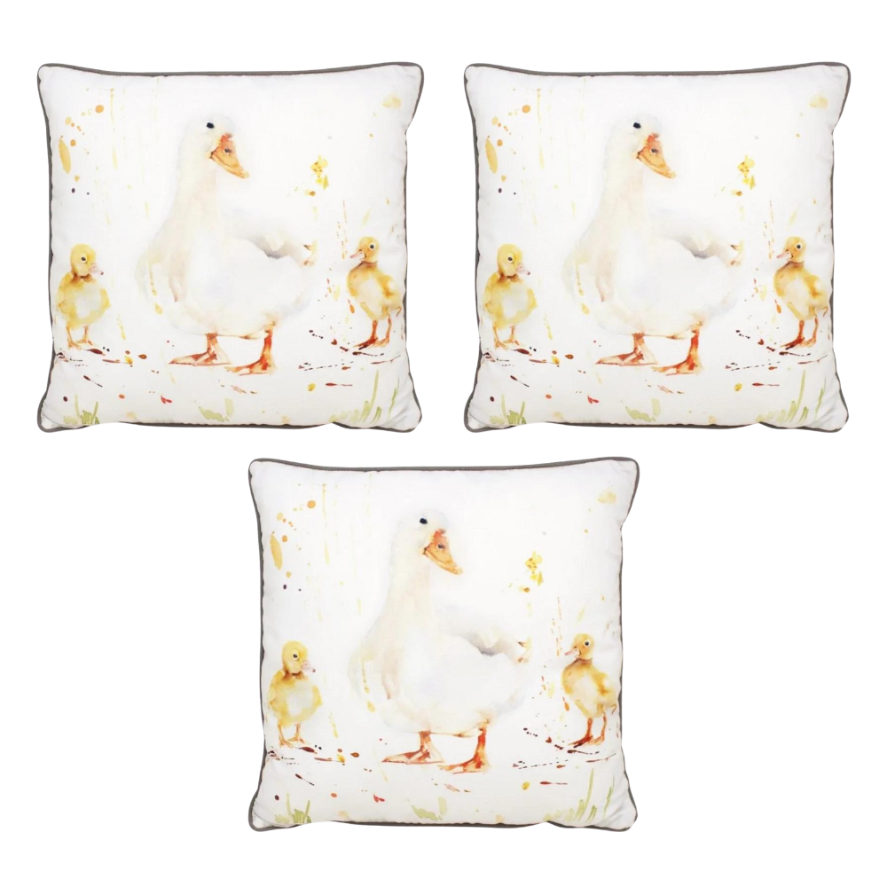 Country Life Ducks Filled Decorative Throw Cushion - 43 x 43cm-Bargainia.com