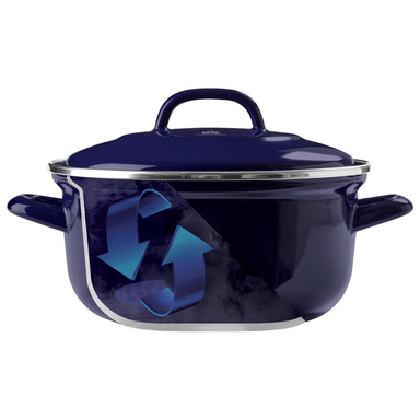 BK Indigo Heritage Round Dutch Oven - 24cm, 4.2L, German Enamelled Casserole with Lid - Blue-4895156659266-Bargainia.com