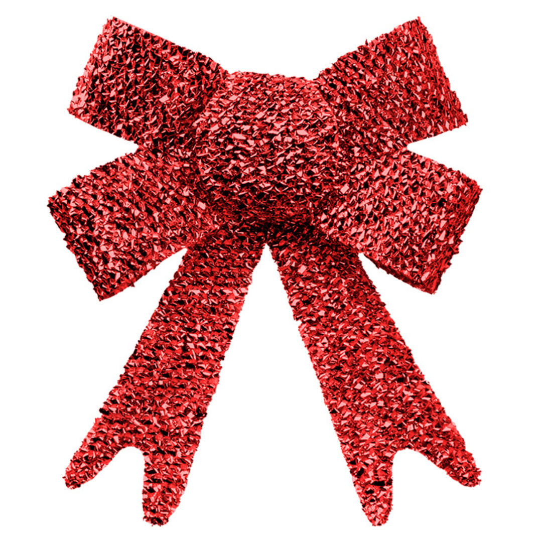 Christmas Tinsel Bow Red Glitter 3 Pack 10cm