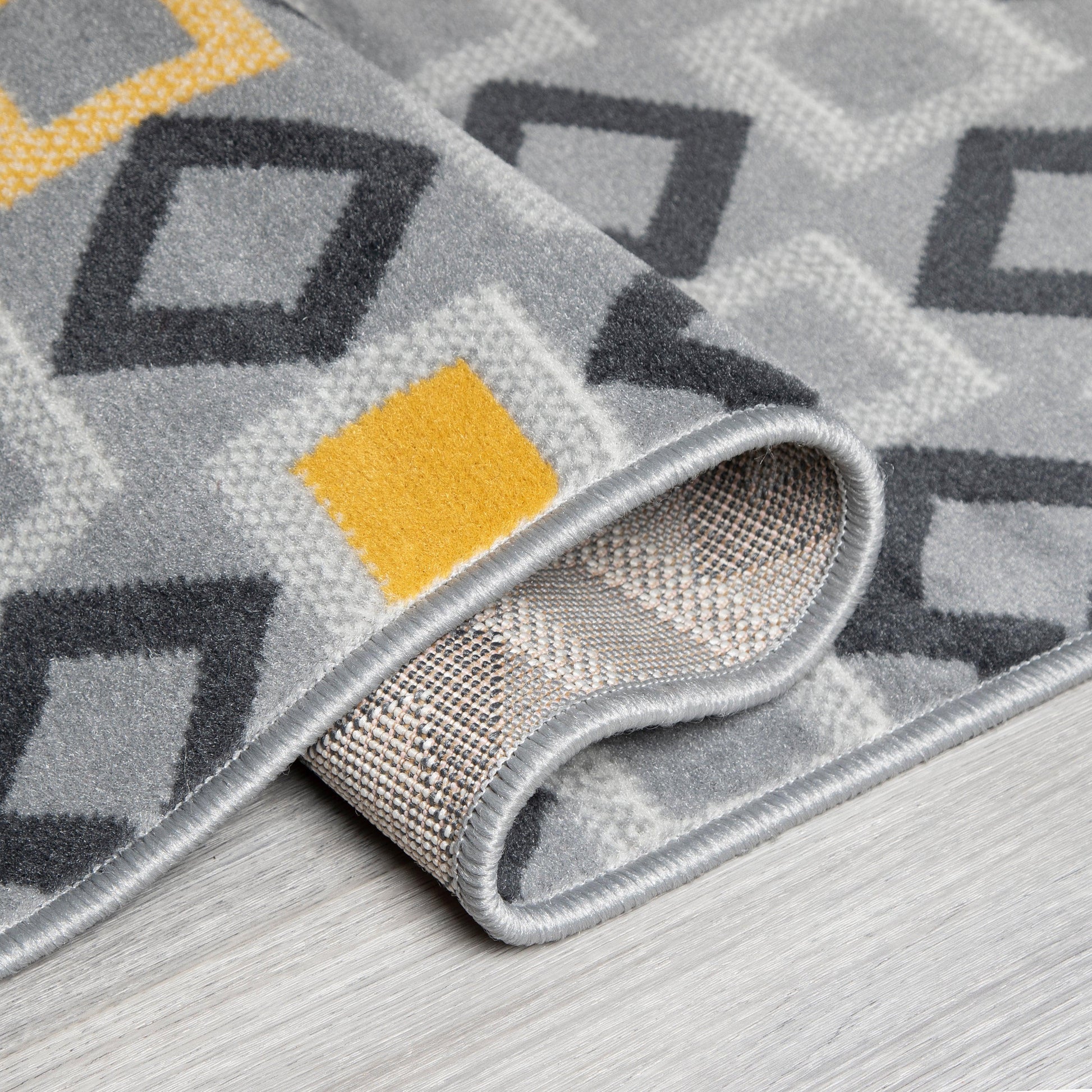 Gold, Grey & White Geometric Shapes Stair Runner / Kitchen Mat - Texas (Custom Sizes Available)-5056150272519-Bargainia.com