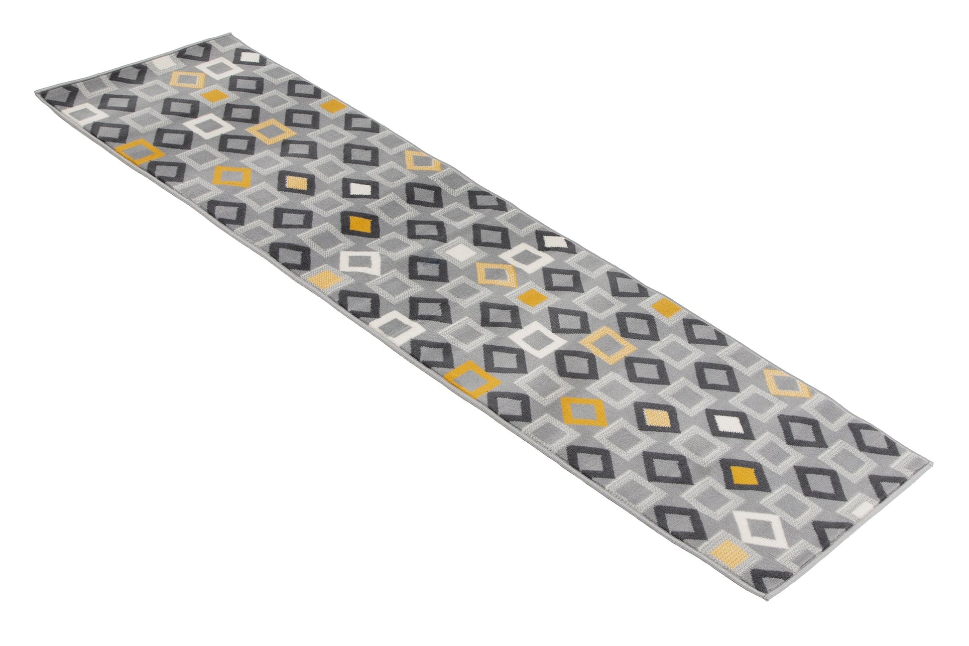 Gold, Grey & White Geometric Shapes Stair Runner / Kitchen Mat - Texas (Custom Sizes Available)-5056150272519-Bargainia.com