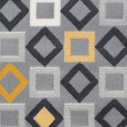 Gold, Grey & White Geometric Shapes Stair Runner / Kitchen Mat - Texas (Custom Sizes Available)-5056150272519-Bargainia.com