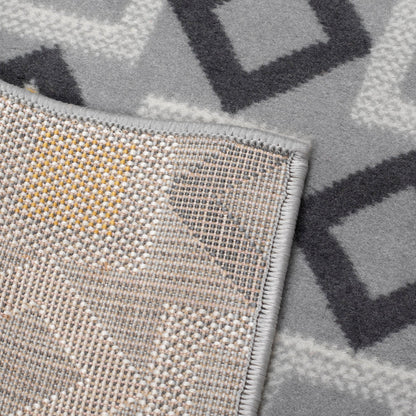 Gold, Grey & White Geometric Shapes Stair Runner / Kitchen Mat - Texas (Custom Sizes Available)-5056150272519-Bargainia.com