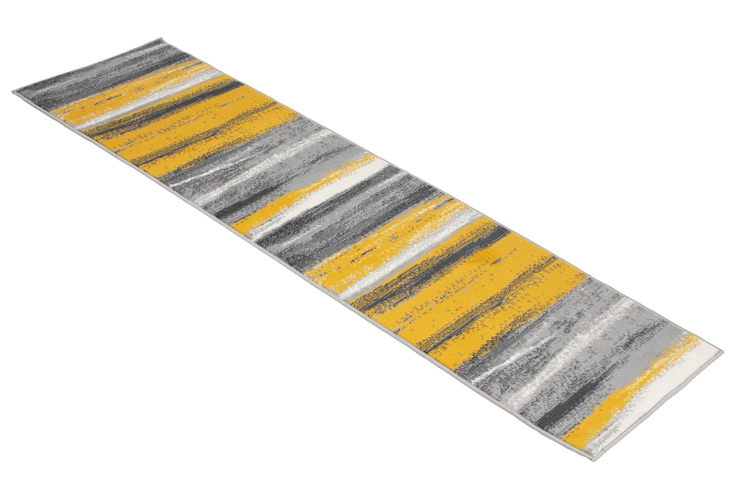 Yellow, Grey & White Abstract Lines Stair Runner / Kitchen Mat - Texas (Custom Sizes Available)-5056150270836-Bargainia.com