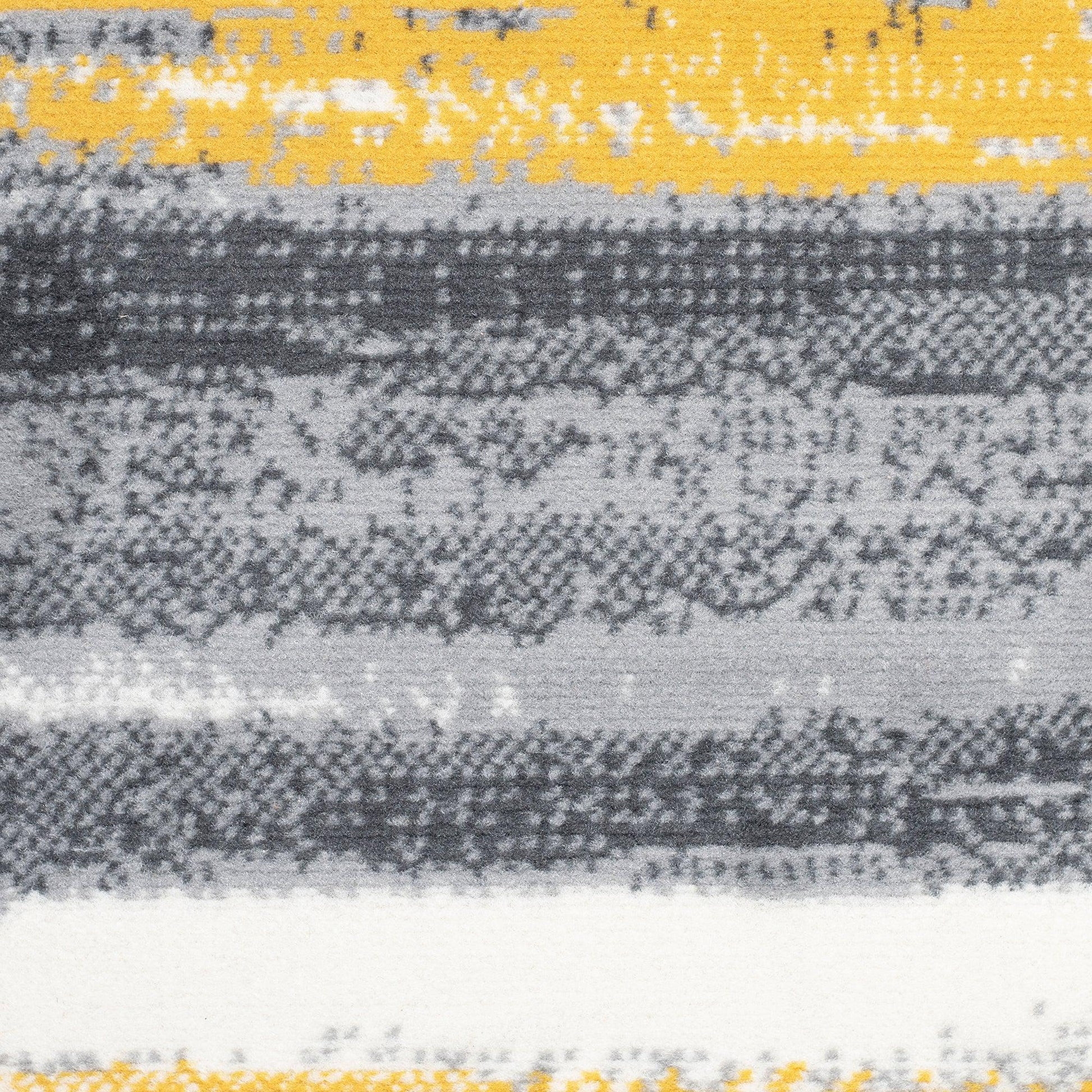 Yellow, Grey & White Abstract Lines Stair Runner / Kitchen Mat - Texas (Custom Sizes Available)-5056150270836-Bargainia.com