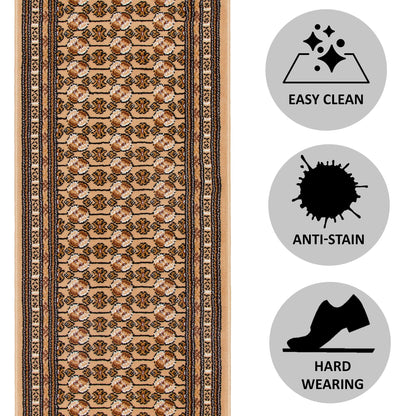 Beige Bokhara Stair Runner / Kitchen Mat - Texas (Custom Sizes Available)-5056150269014-Bargainia.com