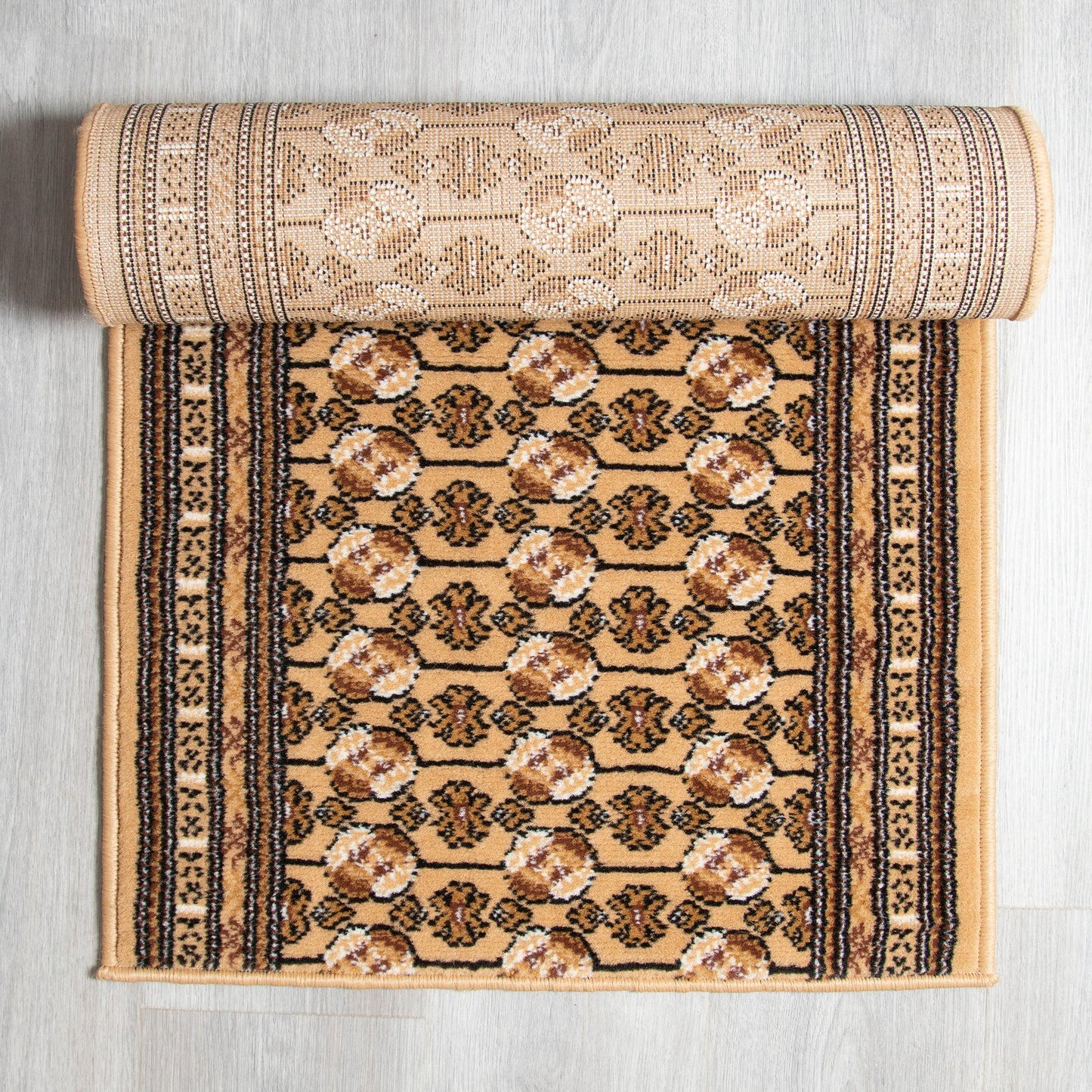 Beige Bokhara Stair Runner / Kitchen Mat - Texas (Custom Sizes Available)-5056150269014-Bargainia.com