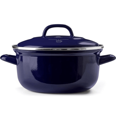 BK Indigo Heritage Round Dutch Oven - 24cm, 4.2L, German Enamelled Casserole with Lid - Blue-4895156659266-Bargainia.com