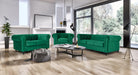 Velvet Chesterfield Sofa Suite - Jade Green-Bargainia.com