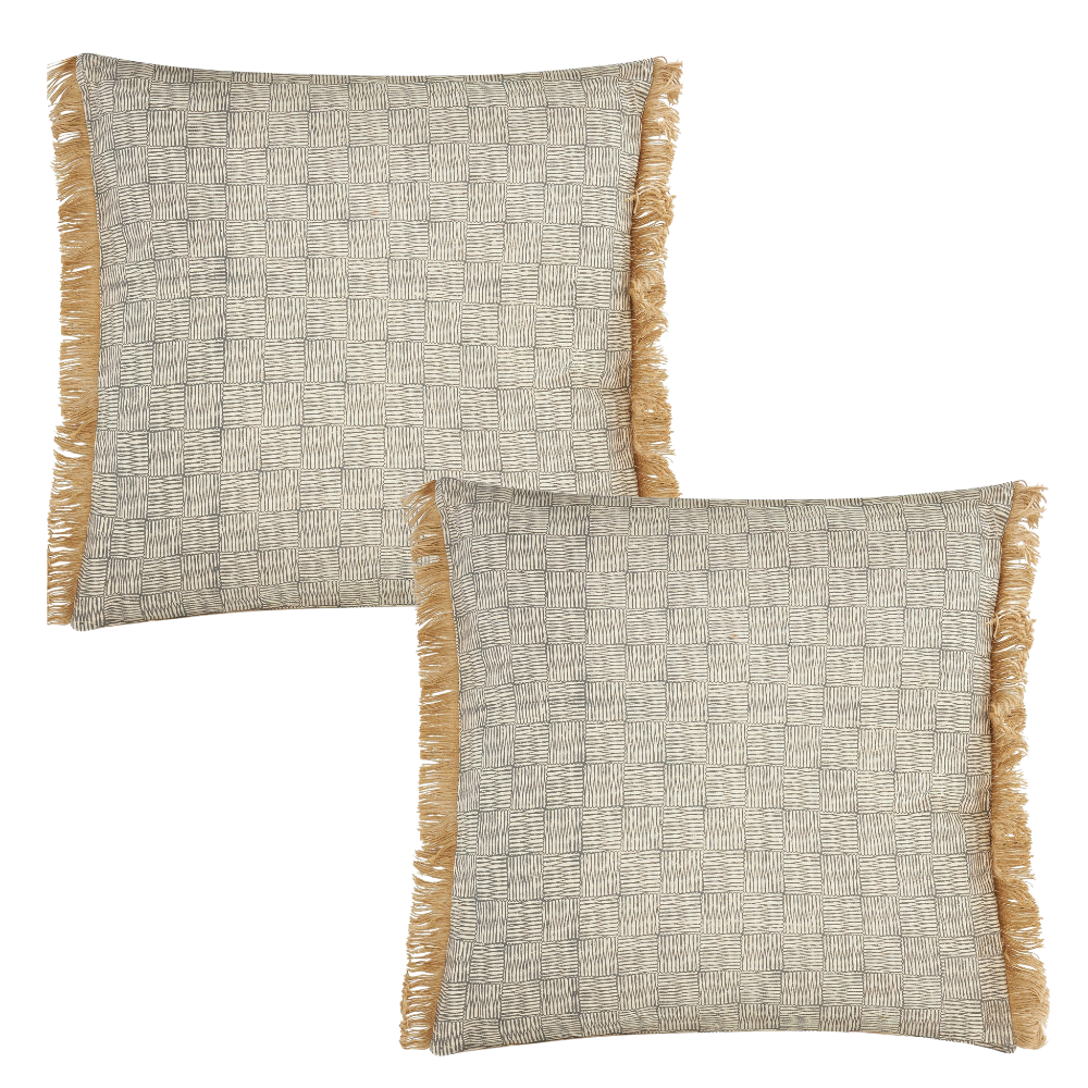 Fero Grey Fringed Filled Decorative Throw Cushion - 45 x 45cm-Bargainia.com