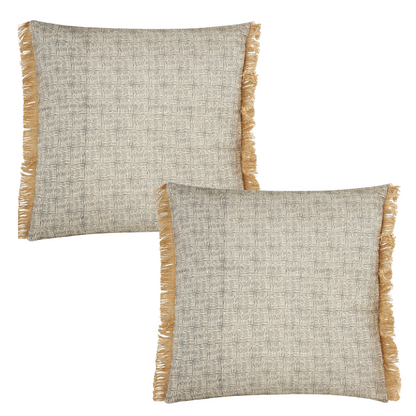 Fero Grey Fringed Filled Decorative Throw Cushion - 45 x 45cm-Bargainia.com