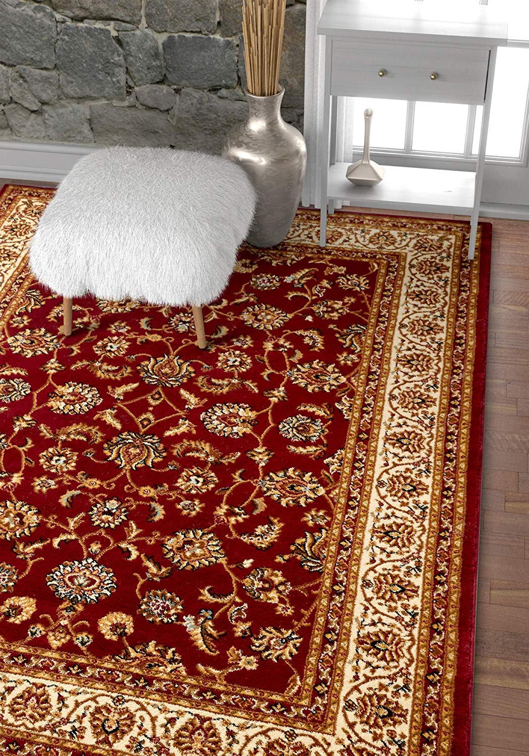 Red Traditional Floral Rug - Virginia-Bargainia.com